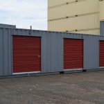 Storage Container with Three Roll Up Doors