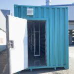 Blue Shipping Container with Racks Inside