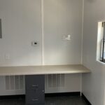 Shipping Container with Desk and File Cabinet